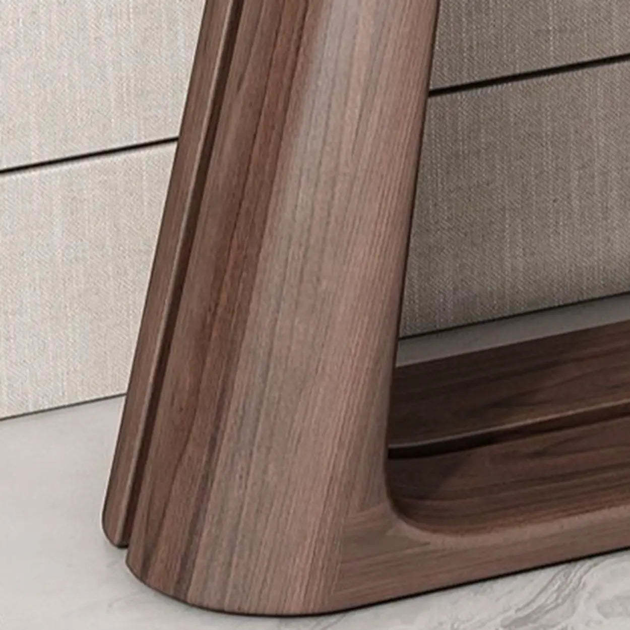 Brown Curved Pine Dark Wood Entryway Console Table