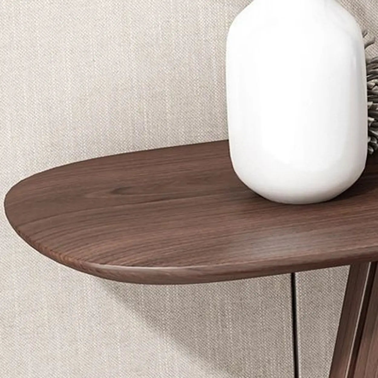 Brown Curved Pine Dark Wood Entryway Console Table
