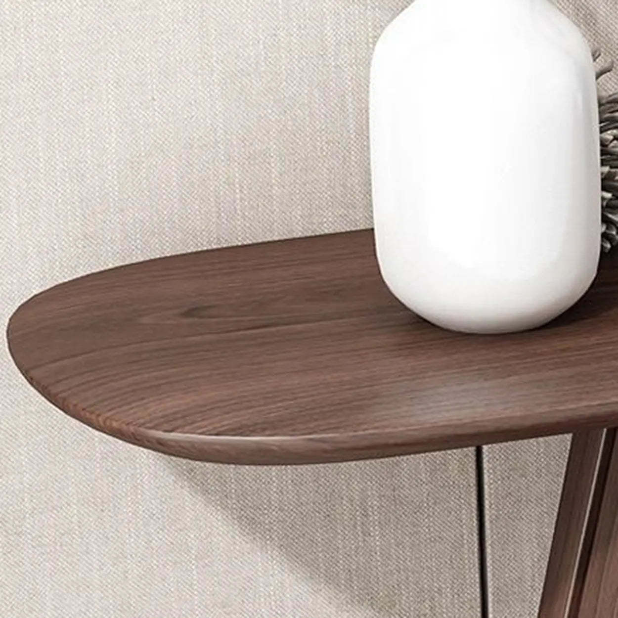 Brown Curved Pine Dark Wood Entryway Console Table