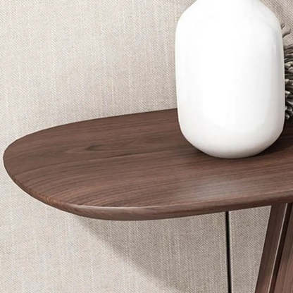 Brown Curved Pine Dark Wood Entryway Console Table
