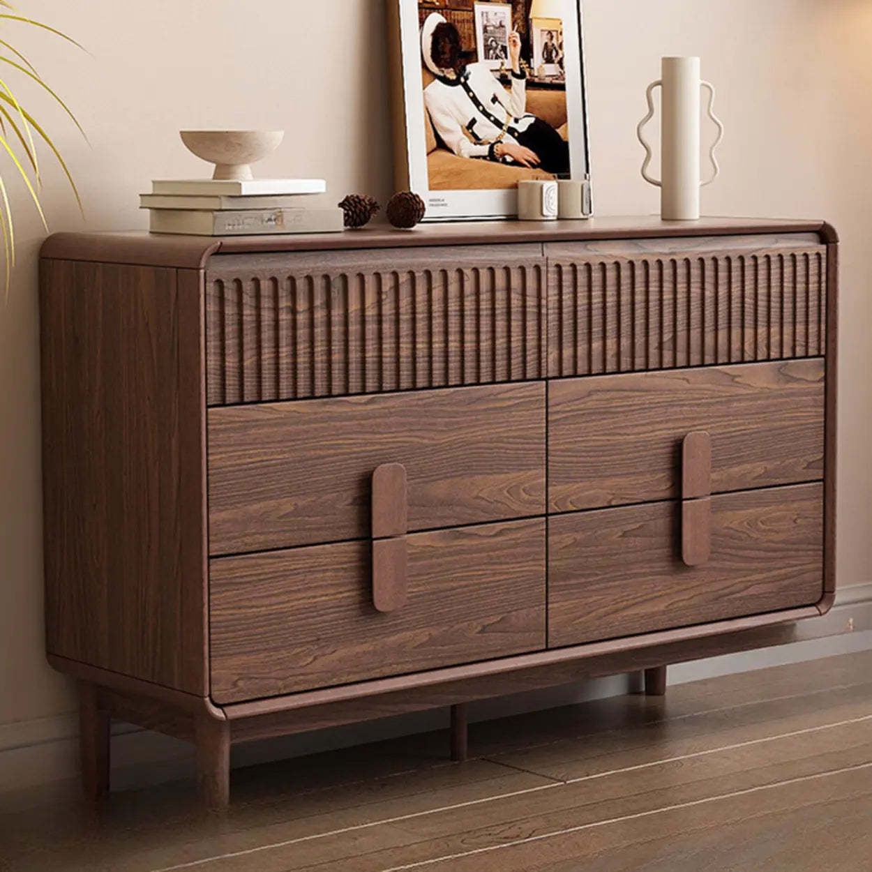 Brown Wood Rectangular Dresser