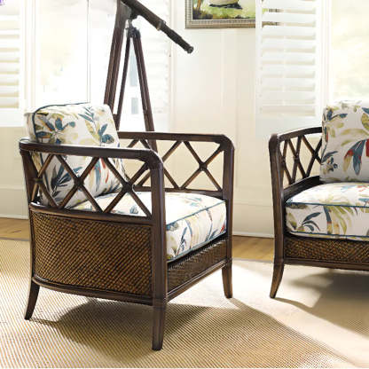 Brown Floral Cotton Cushion Barrel Chair