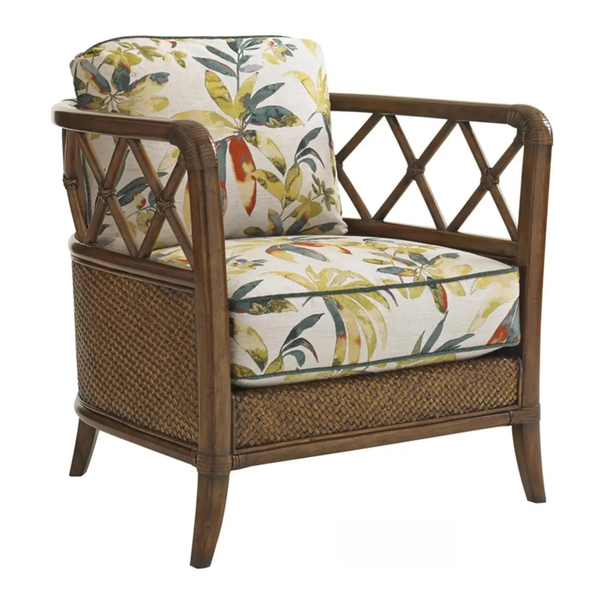 Brown Floral Cotton Cushion Barrel Chair