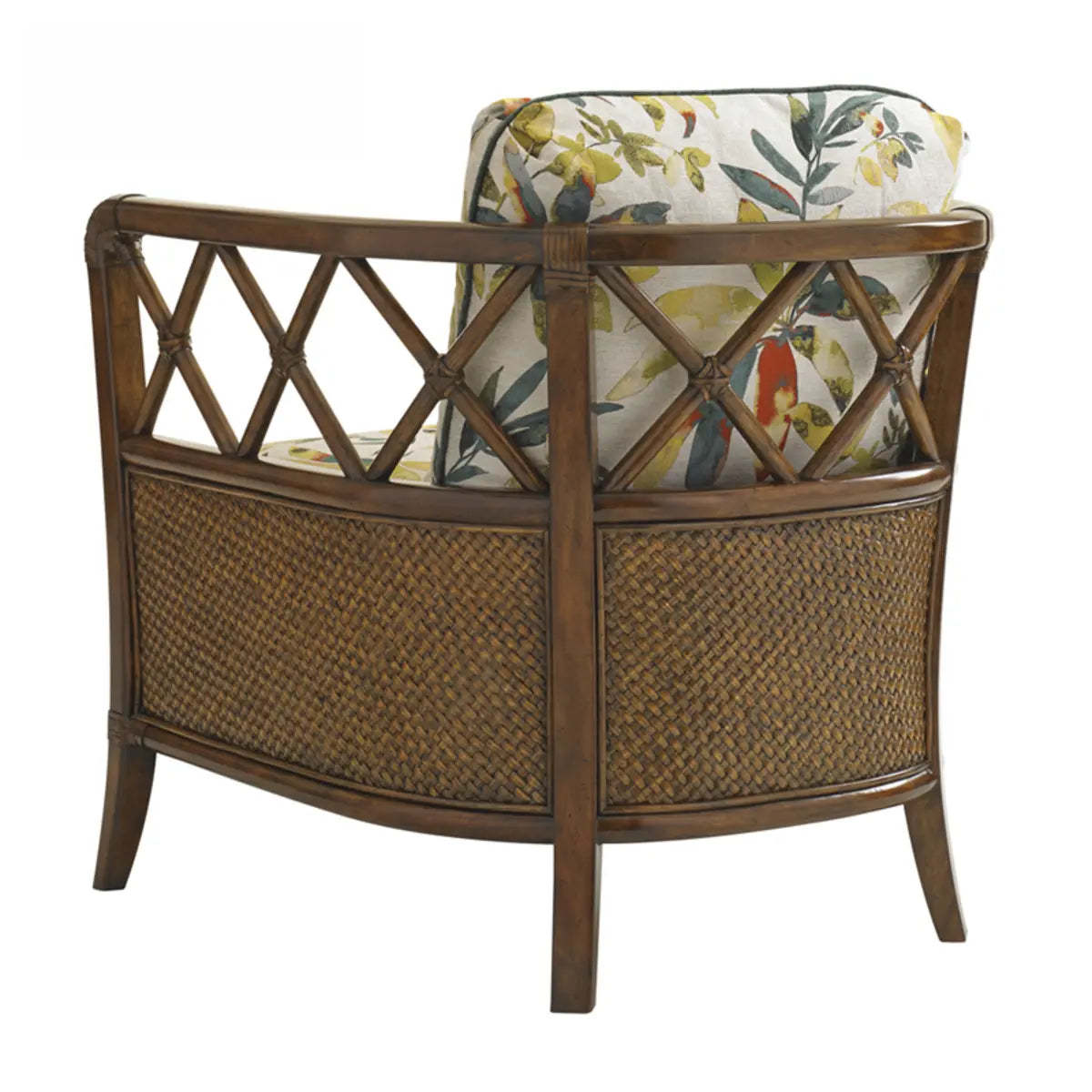 Brown Floral Cotton Cushion Barrel Chair