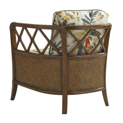 Brown Floral Cotton Cushion Barrel Chair