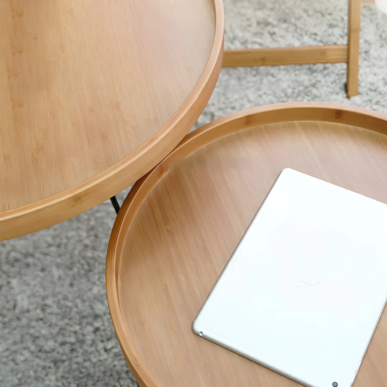 Brown Foldable Round UV-Resistant Outdoor Coffee Table