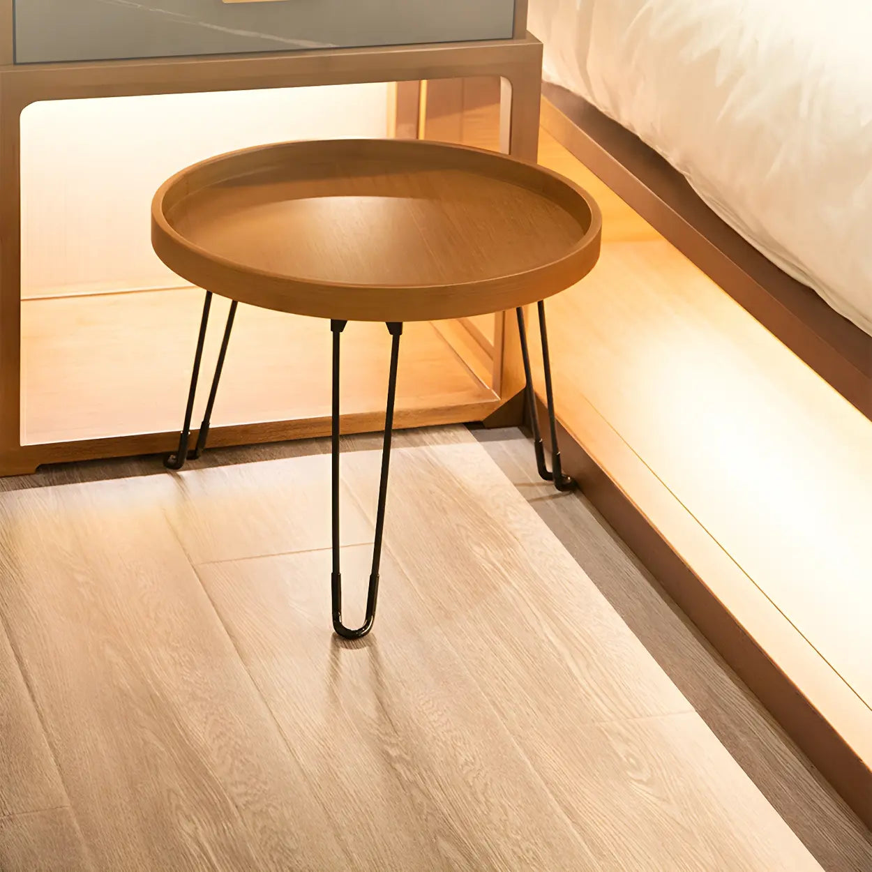 Brown Foldable Round UV-Resistant Outdoor Coffee Table — Table Only