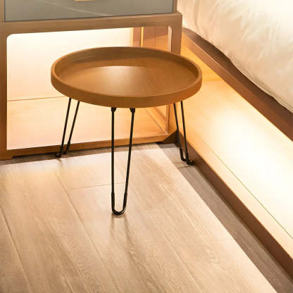 Brown Foldable Round UV-Resistant Outdoor Coffee Table — Table Only
