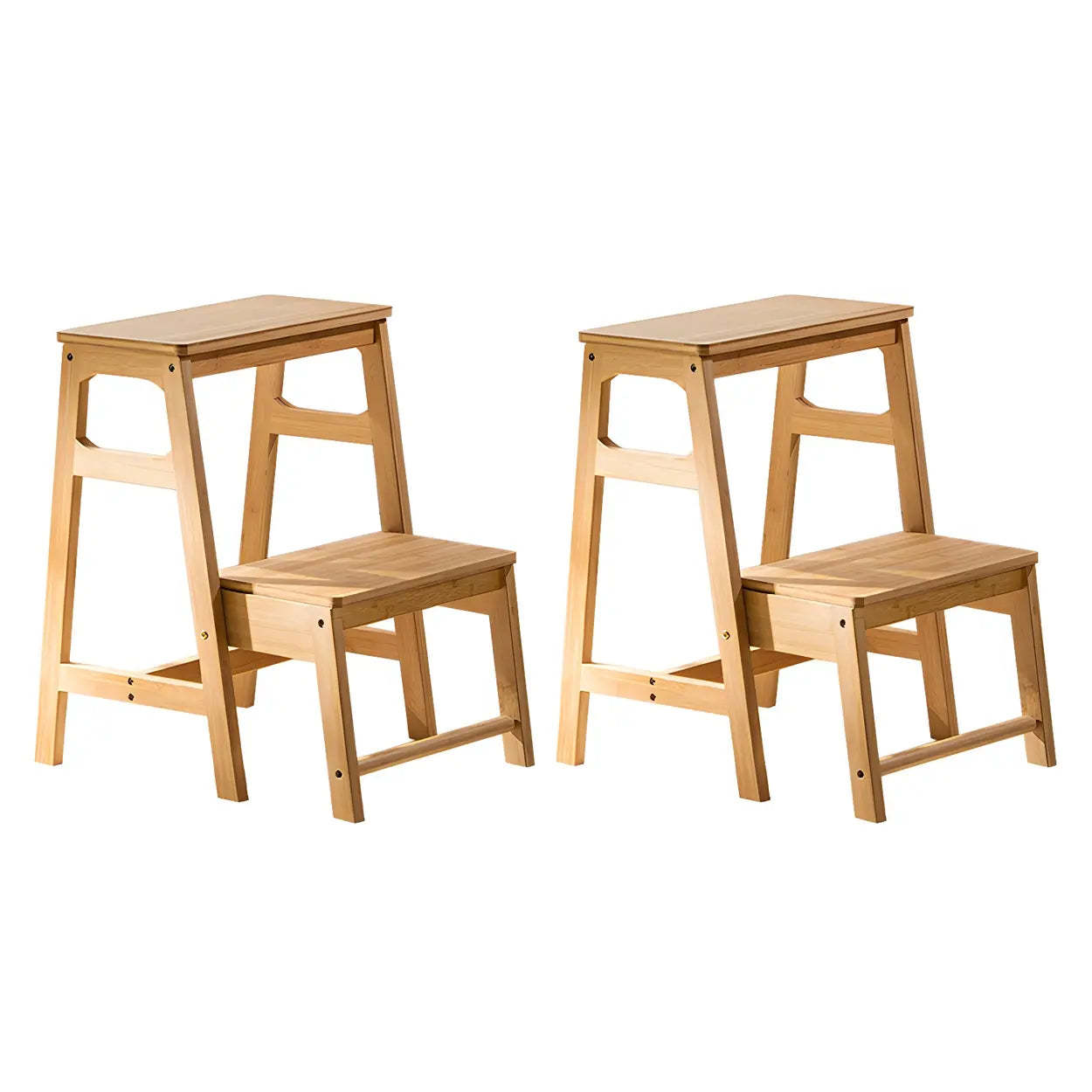 Brown Foldable Wooden Tall Vanity Stool
