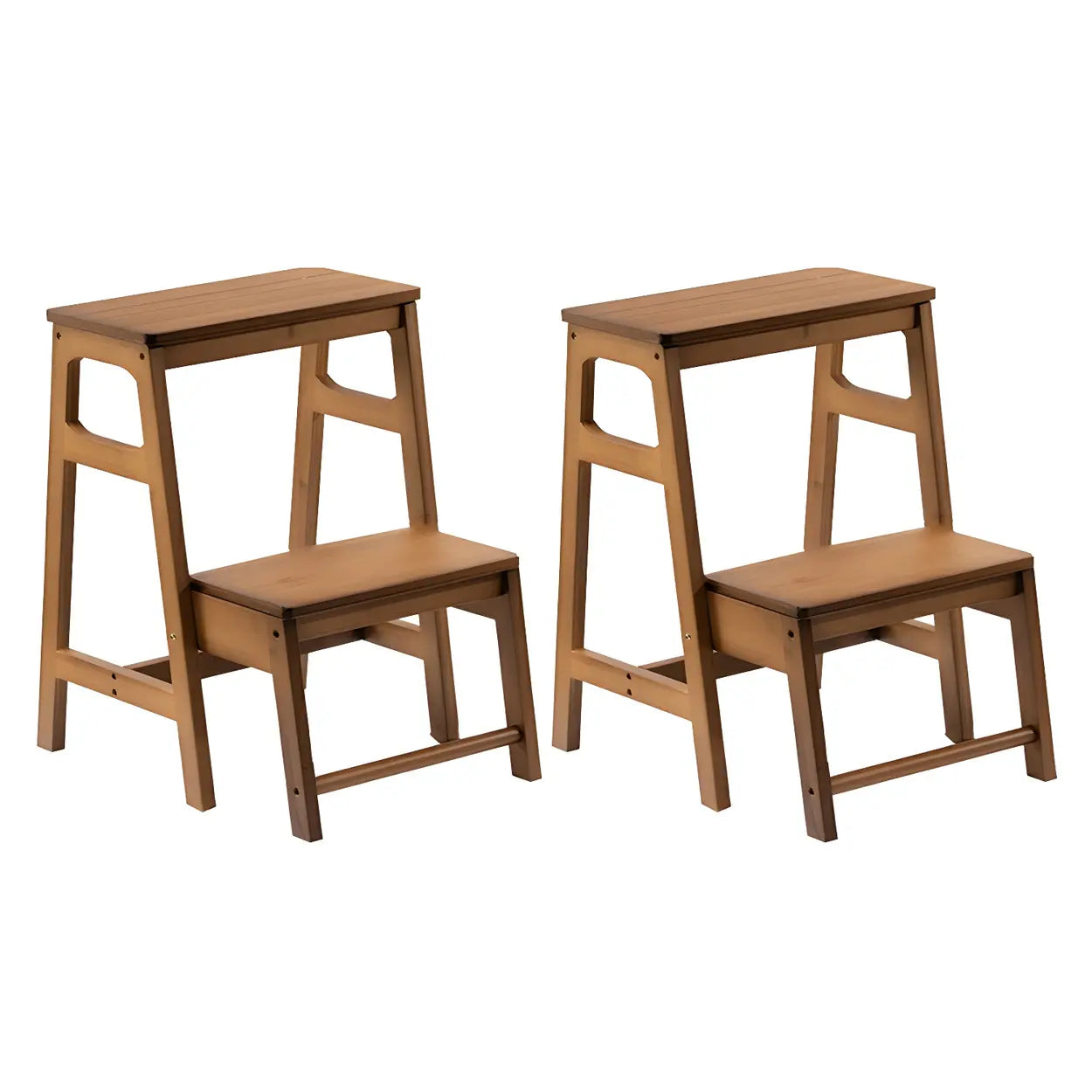 Brown Foldable Wooden Tall Vanity Stool