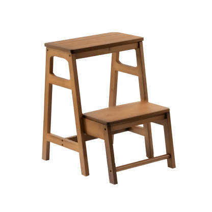 Brown Foldable Wooden Tall Vanity Stool