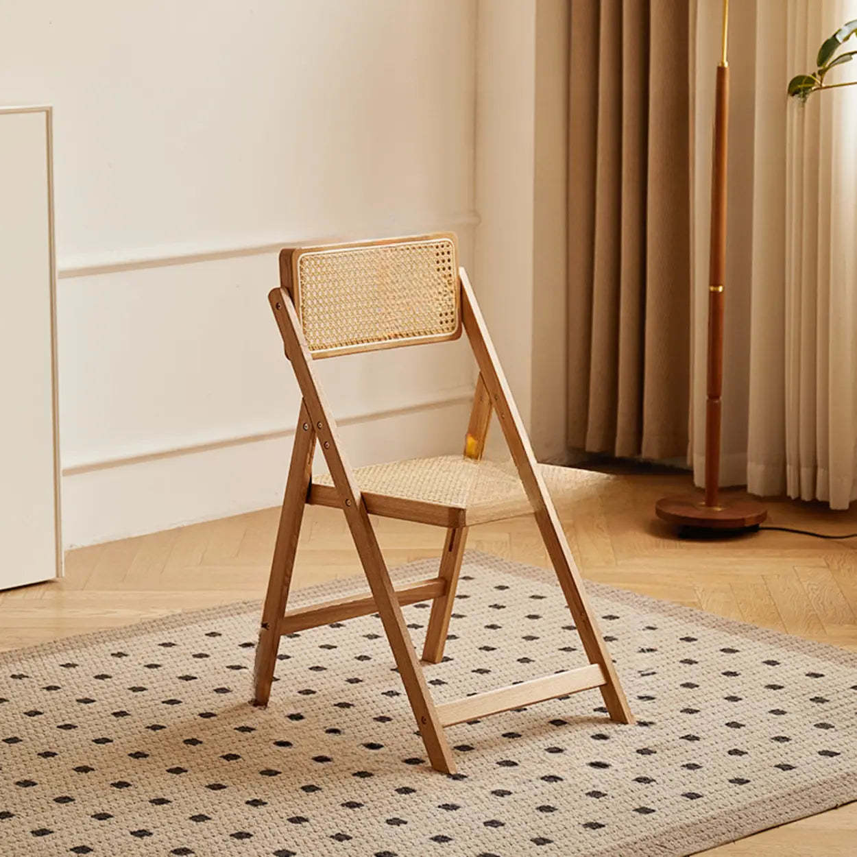 Folding Wood Leather-Cushion Bar Stool