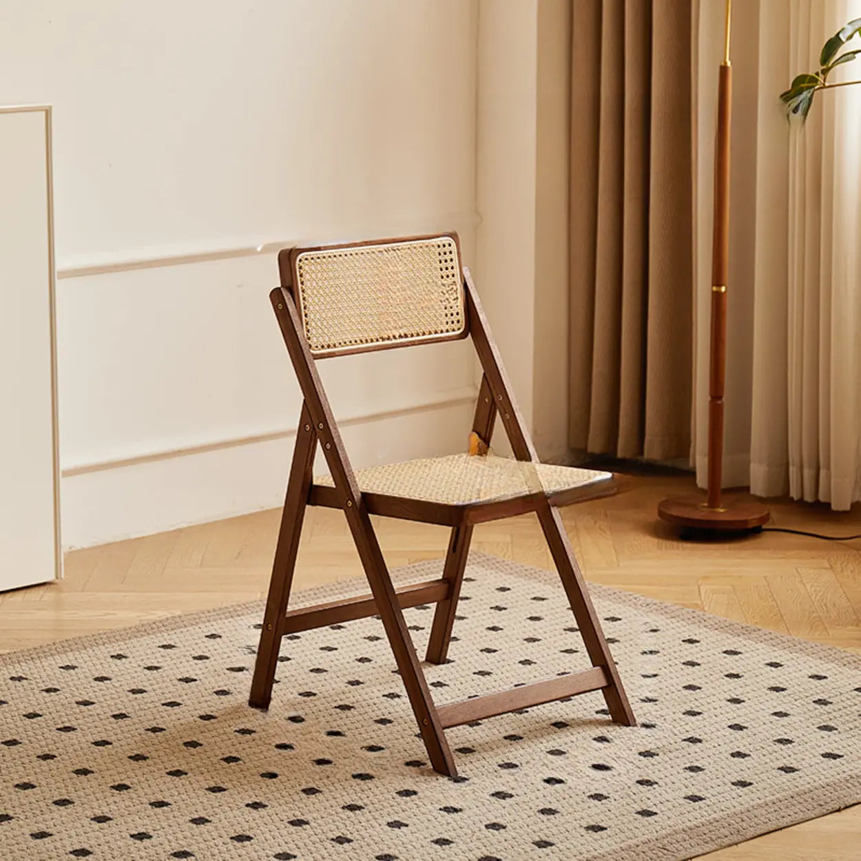 Folding Wood Leather-Cushion Bar Stool