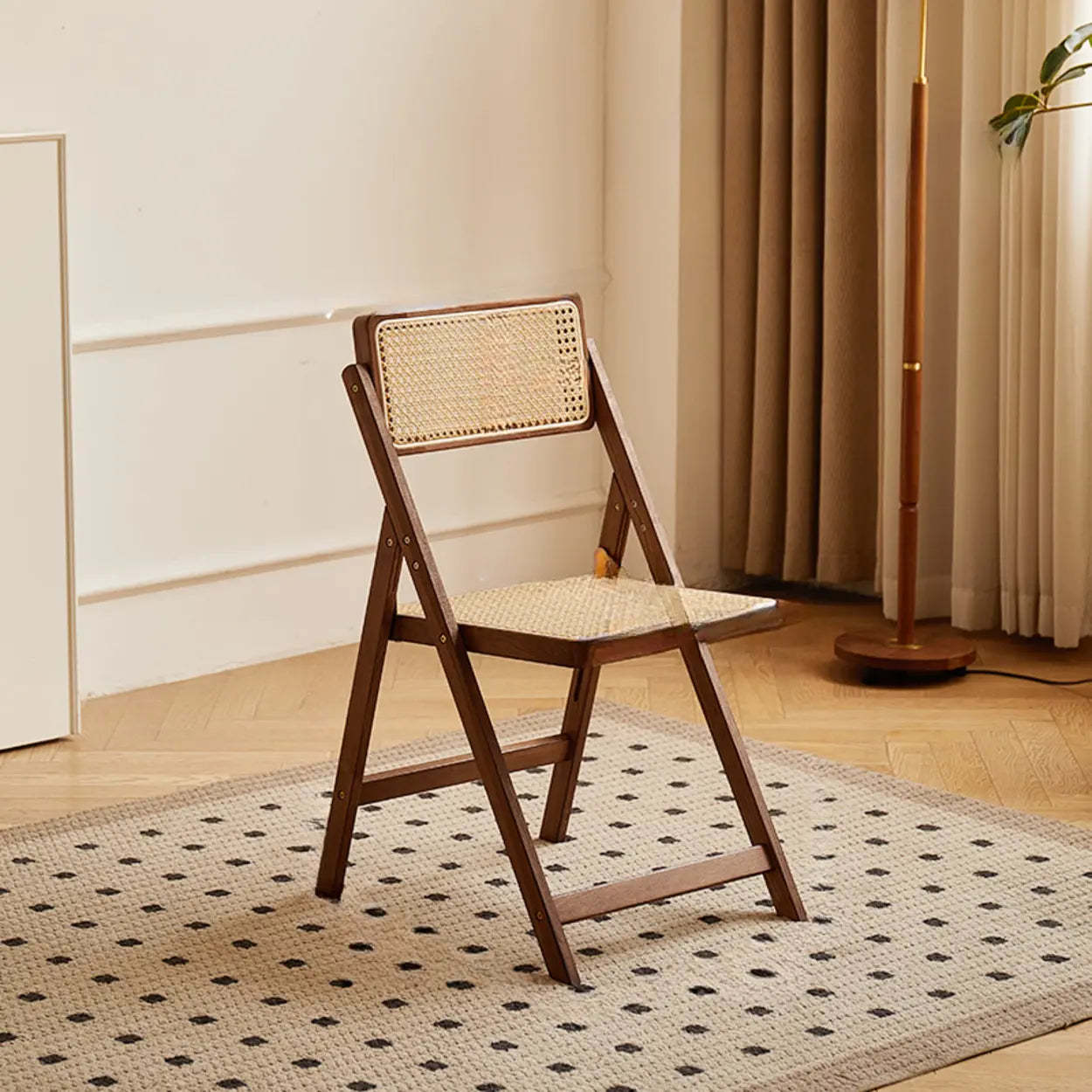 Folding Wood Leather-Cushion Bar Stool