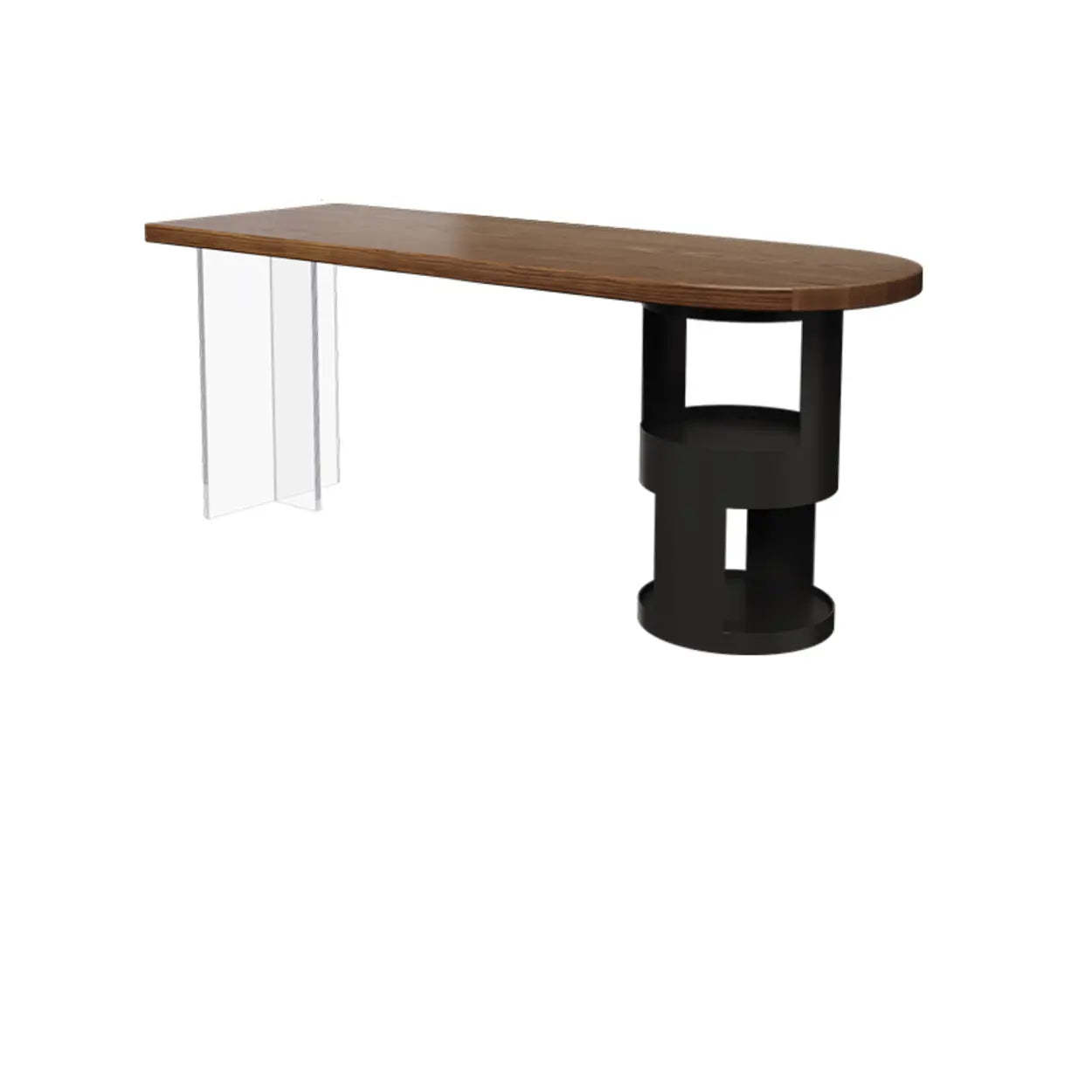 Brown Free-Form Wood Writing Desk with Storage — Table Only