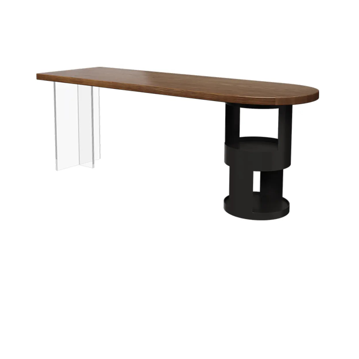 Brown Free-Form Wood Writing Desk with Storage