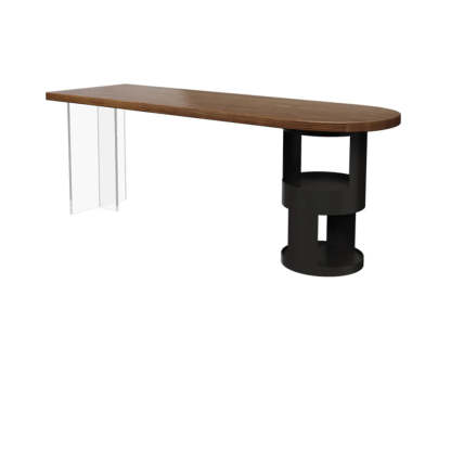 Brown Free-Form Wood Writing Desk with Storage