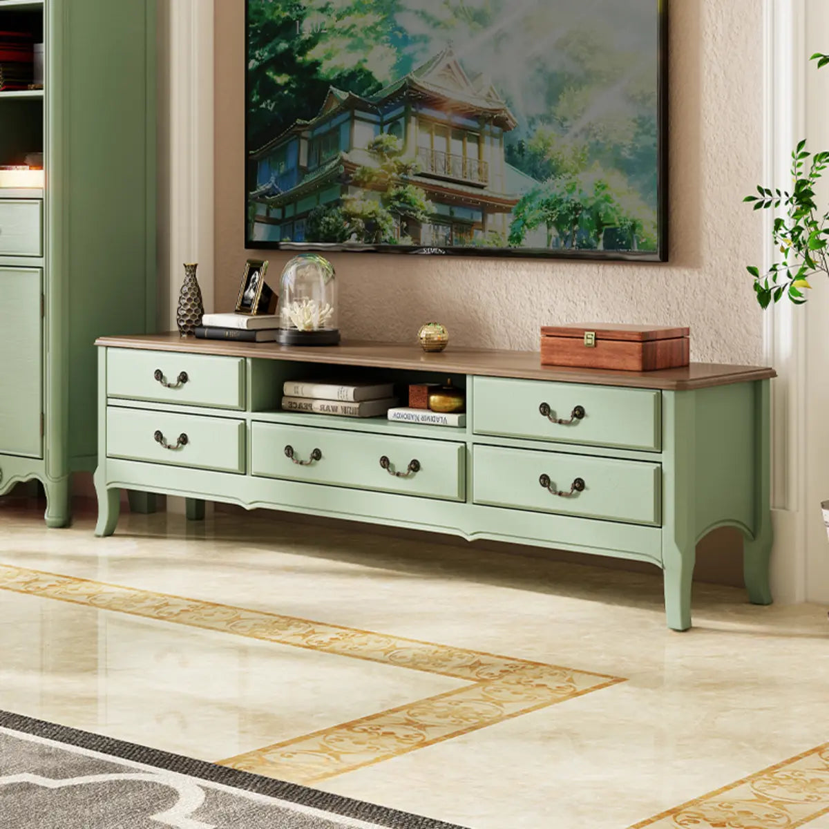 Brown wood open storage tv stands - modern