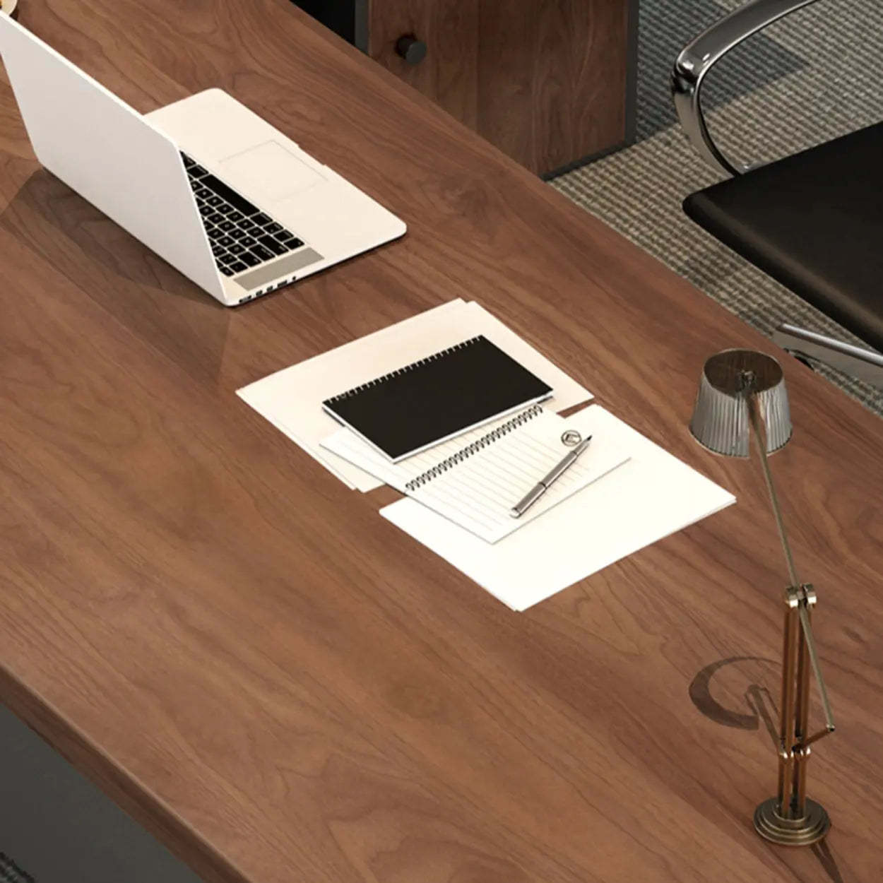 Brown L-Shaped Wood Computer Desk with Storage