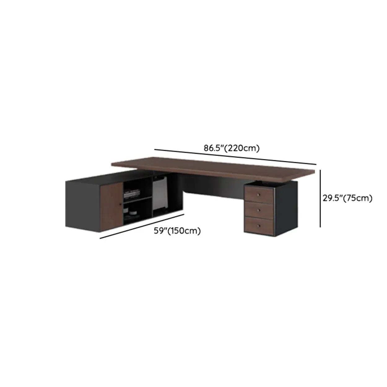 Brown L-Shaped Wood Computer Desk with Storage