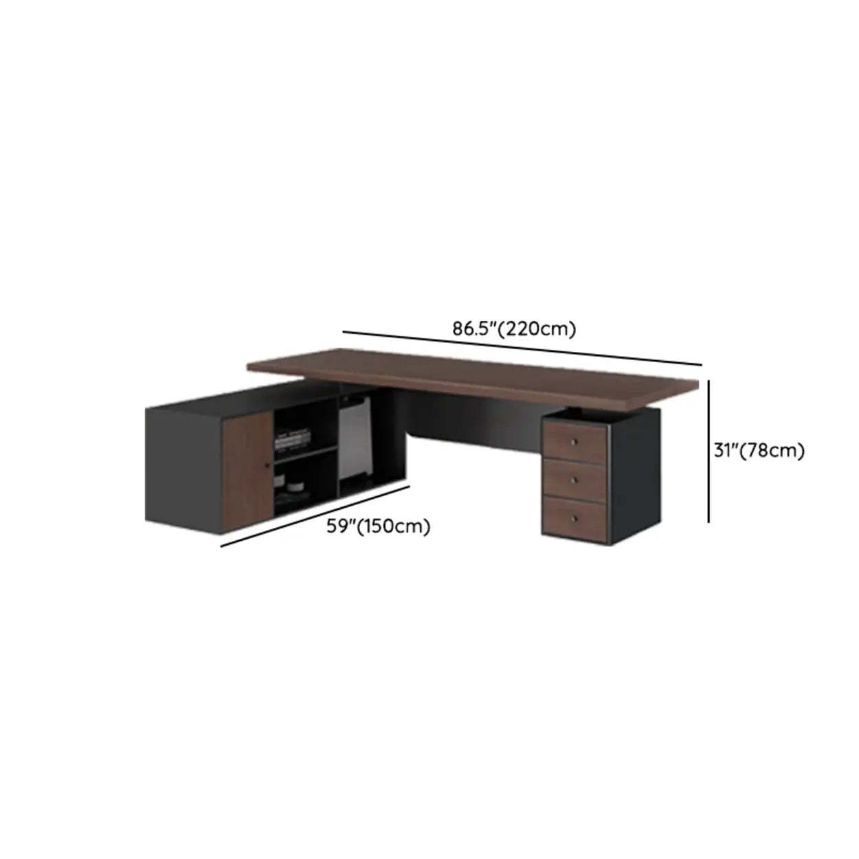 Brown L-Shaped Wood Computer Desk with Storage
