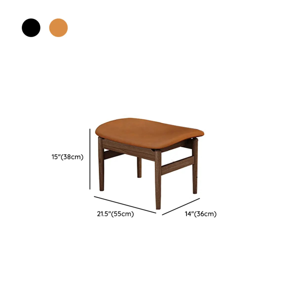 Brown Leather Fixed-Back Arm Chair with Four Legs