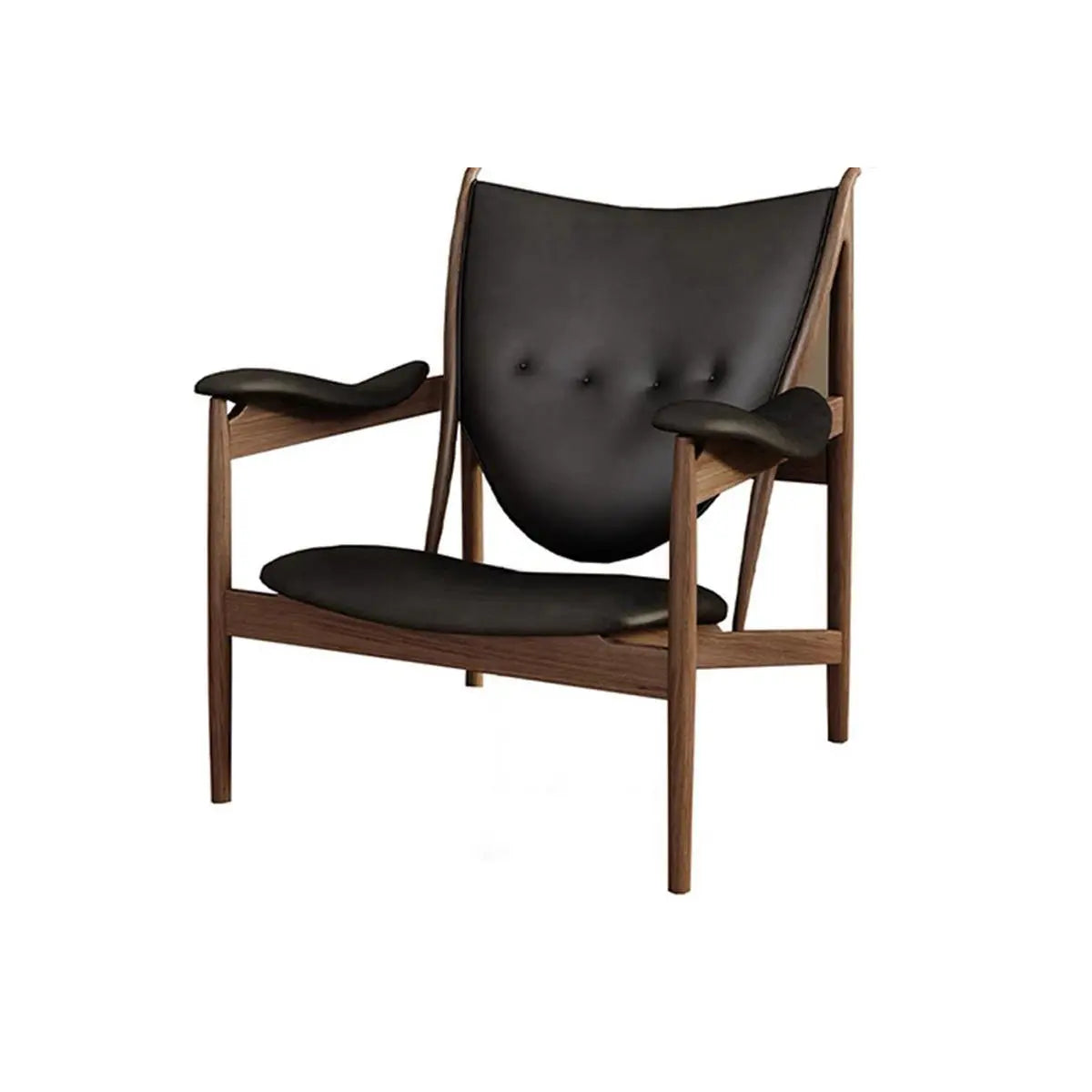 Brown Leather Fixed-Back Arm Chair with Four Legs — With Ottoman / Black / Microfiber Leather
