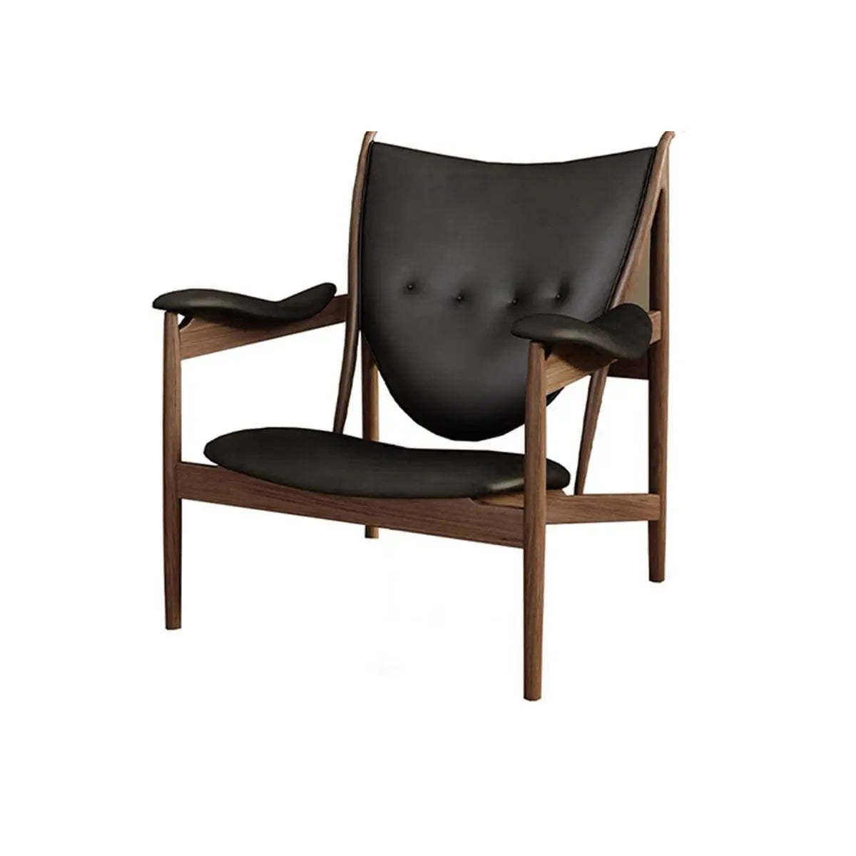 Brown Leather Fixed-Back Arm Chair with Four Legs — With Ottoman / Black / Microfiber Leather