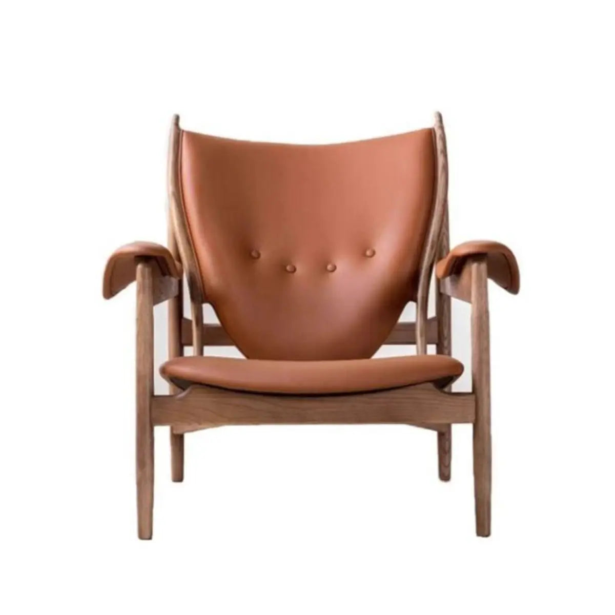 Brown Leather Fixed-Back Arm Chair with Four Legs — Without Ottoman / Brown / Microfiber Leather