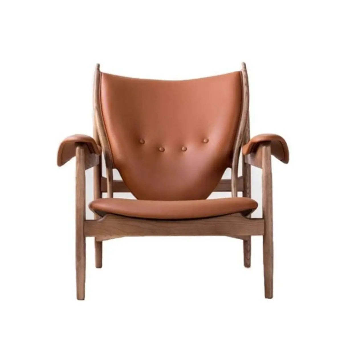 Brown Leather Fixed-Back Arm Chair with Four Legs — Without Ottoman / Brown / Microfiber Leather
