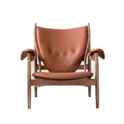 Brown Leather Fixed-Back Arm Chair with Four Legs — Without Ottoman / Brown / Microfiber Leather