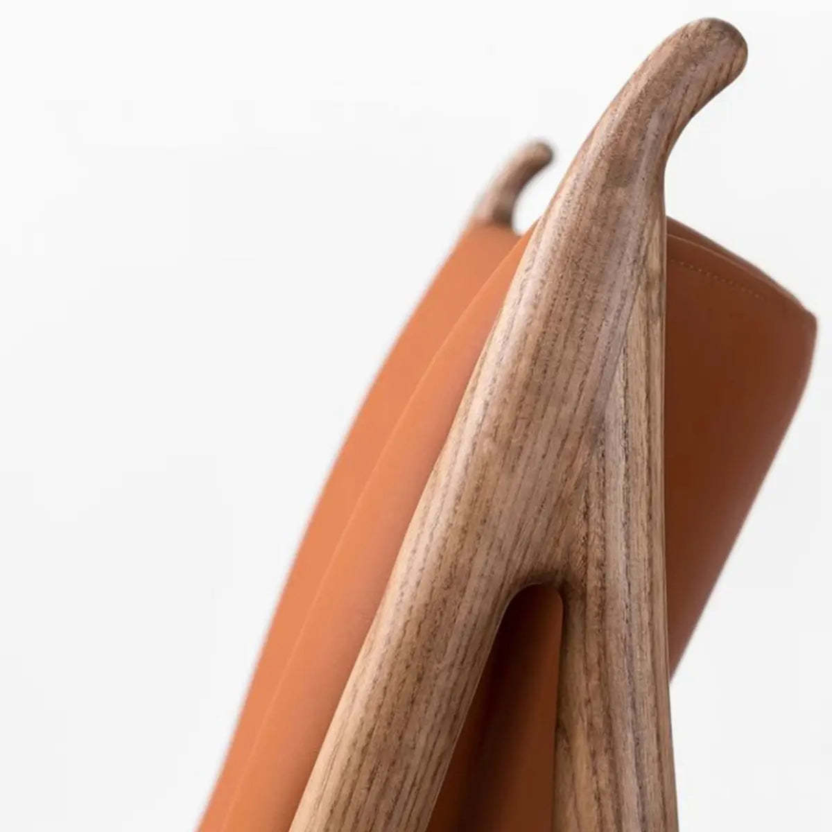 Brown Leather Fixed-Back Arm Chair with Four Legs