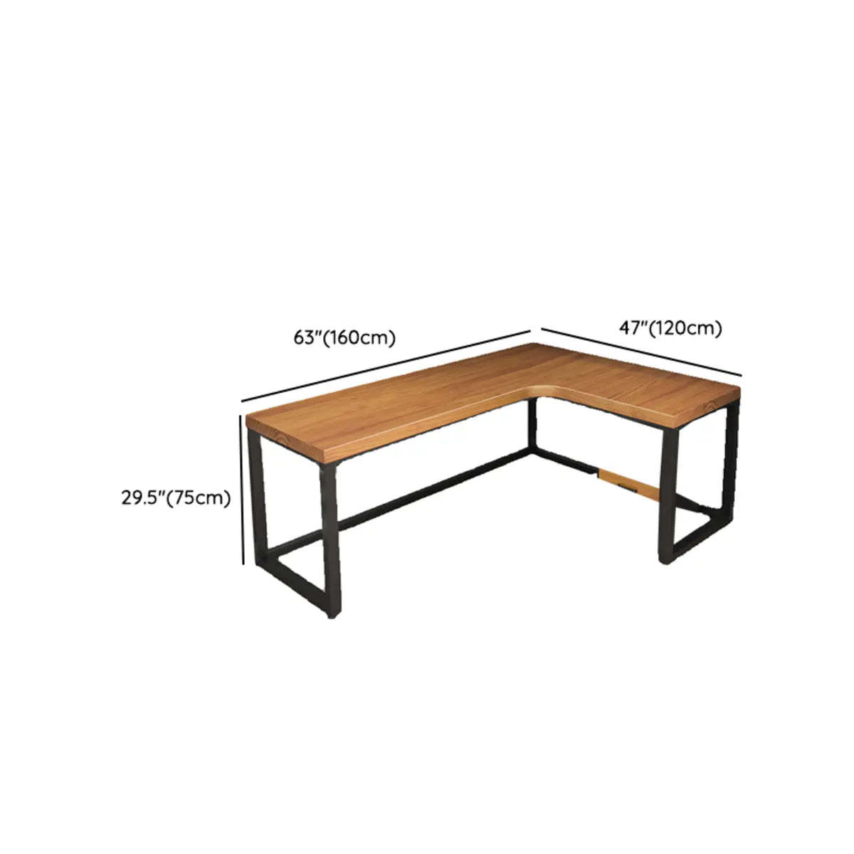 Brown Butcher Block L-Shape Sled Writing Desk
