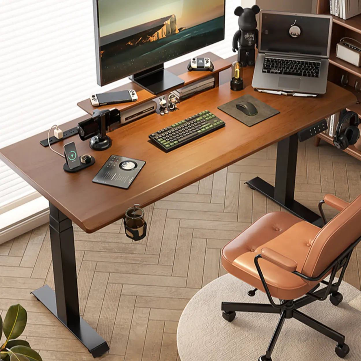 Brown Ergonomic Walnut Computer Desk