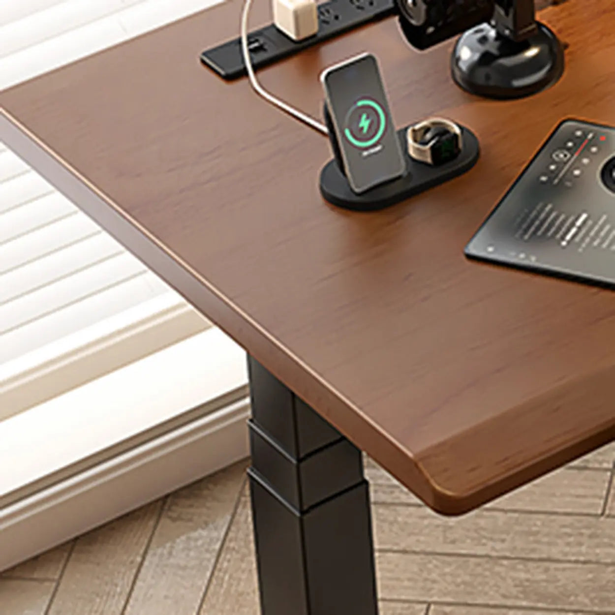 Brown Ergonomic Walnut Computer Desk — Table Only