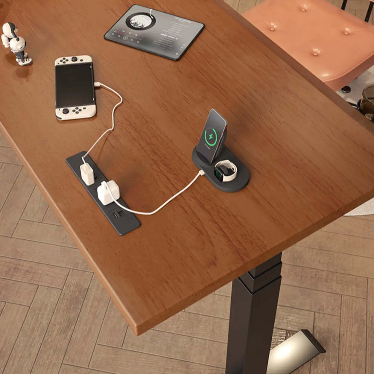 Brown Ergonomic Walnut Computer Desk — Table Only