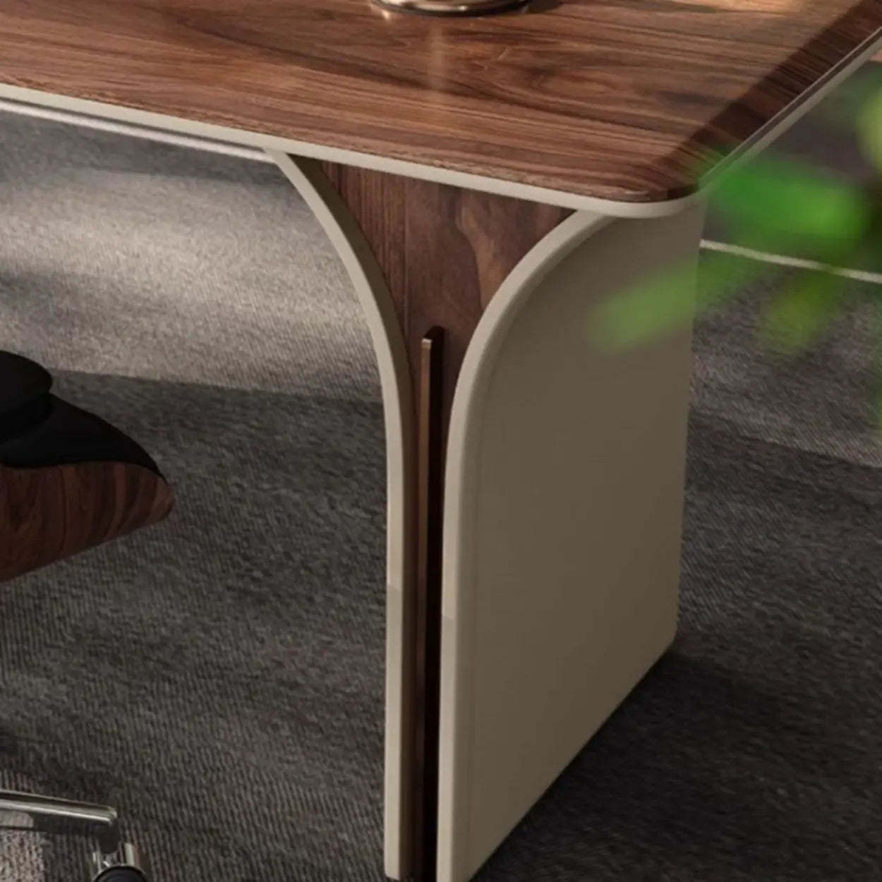 Brown Walnut Computer Desk with Storage