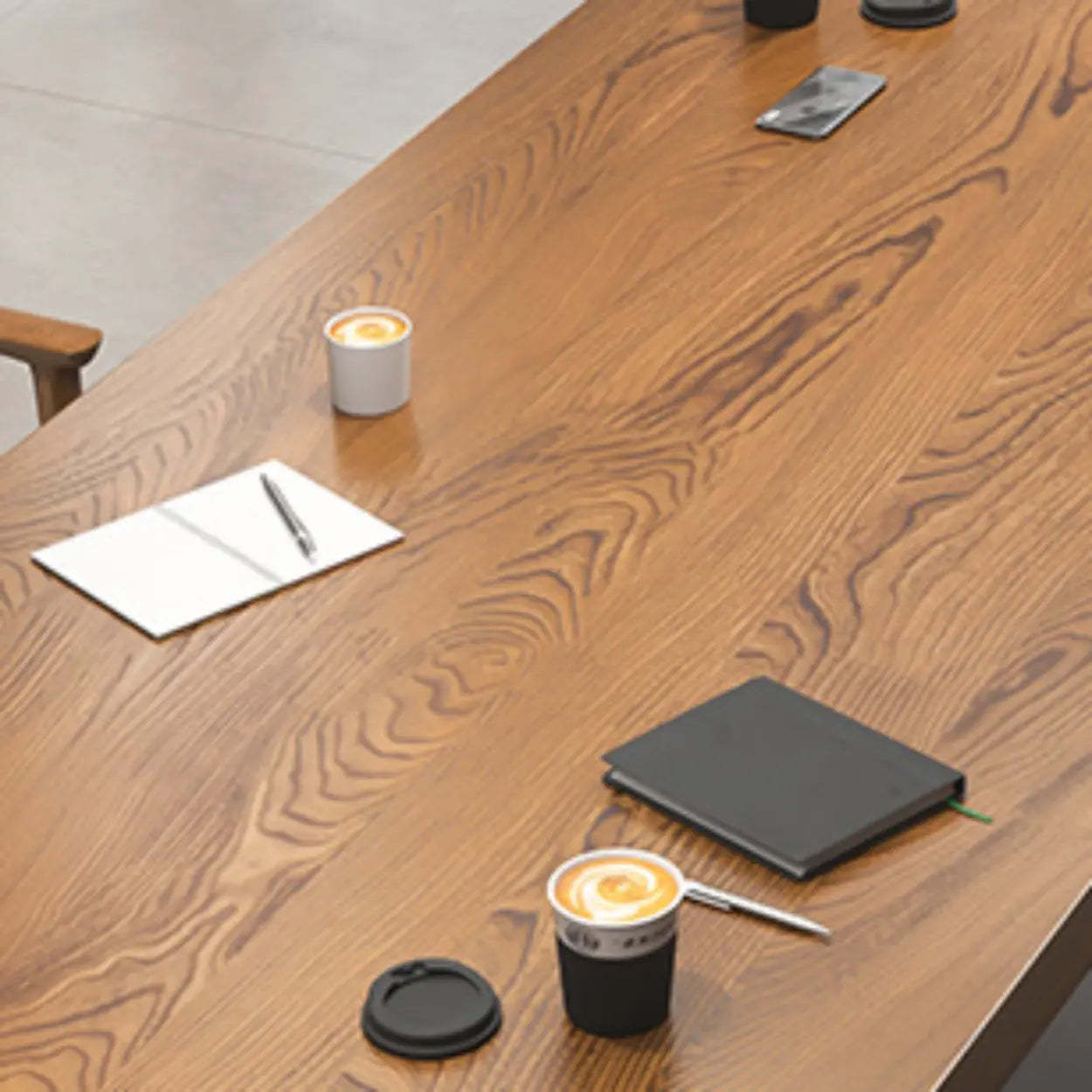 Brown Wood Boardroom Multi-Person Desk — Table Only