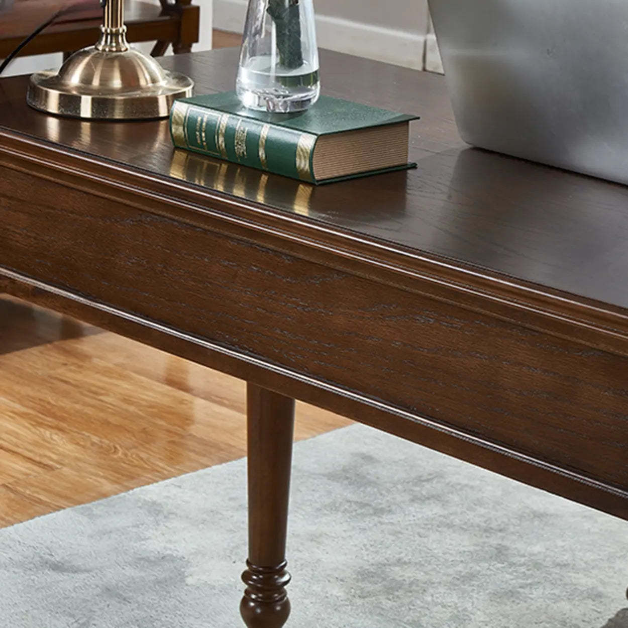 Brown Wood Computer Desk with Drawers