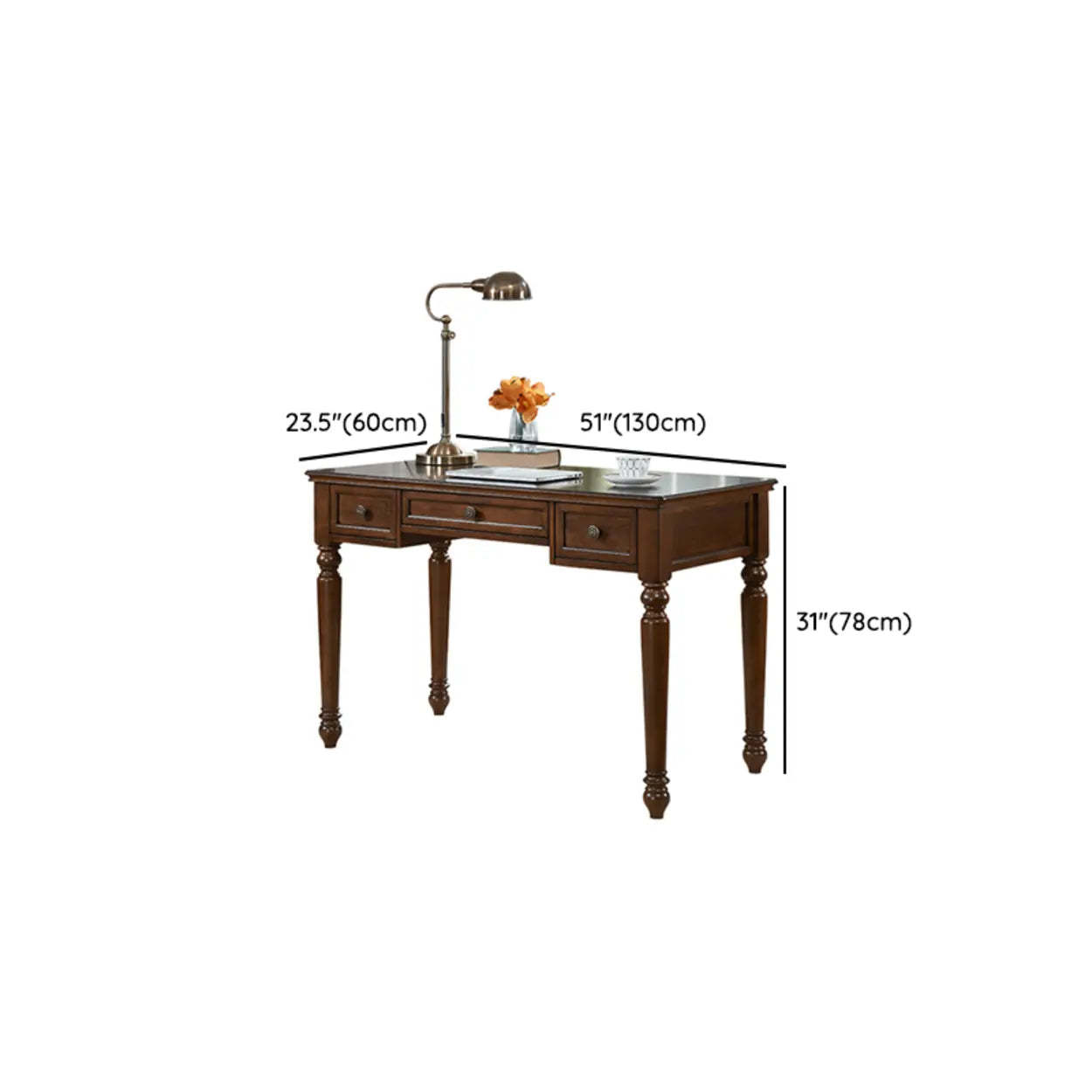 Brown Wood Computer Desk with Drawers