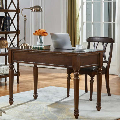 Brown Wood Computer Desk with Drawers