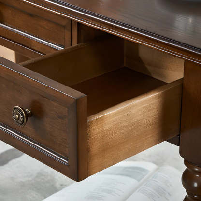 Brown Wood Computer Desk with Drawers