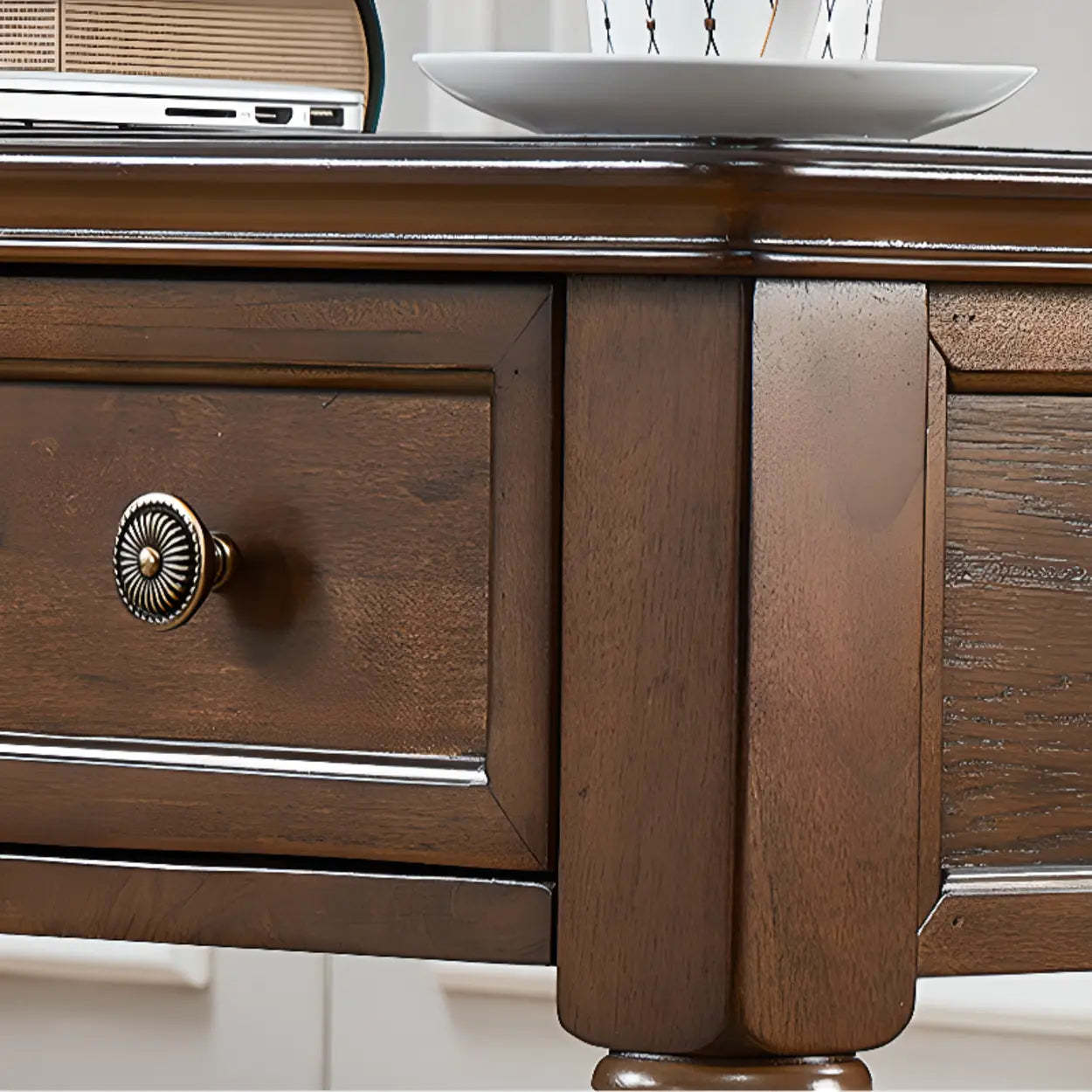 Brown Wood Computer Desk with Drawers