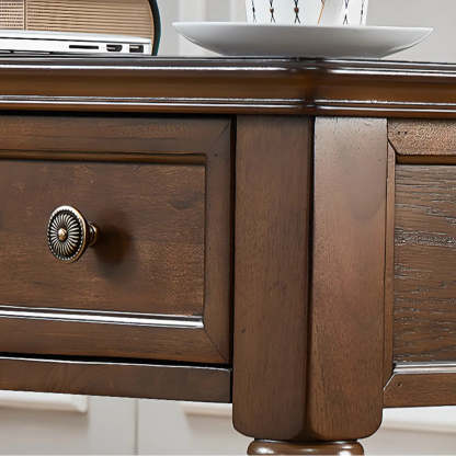 Brown Wood Computer Desk with Drawers