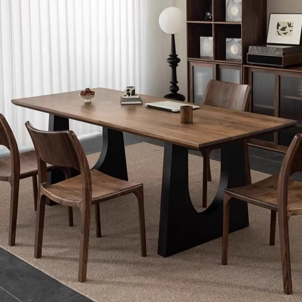 Brown Multi-Person Auburn Walnut Wood Desk