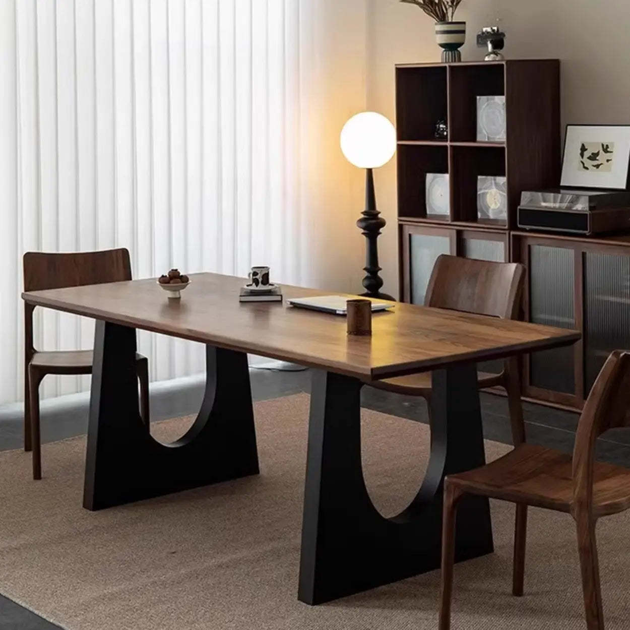Brown Multi-Person Auburn Walnut Wood Desk — Table Only