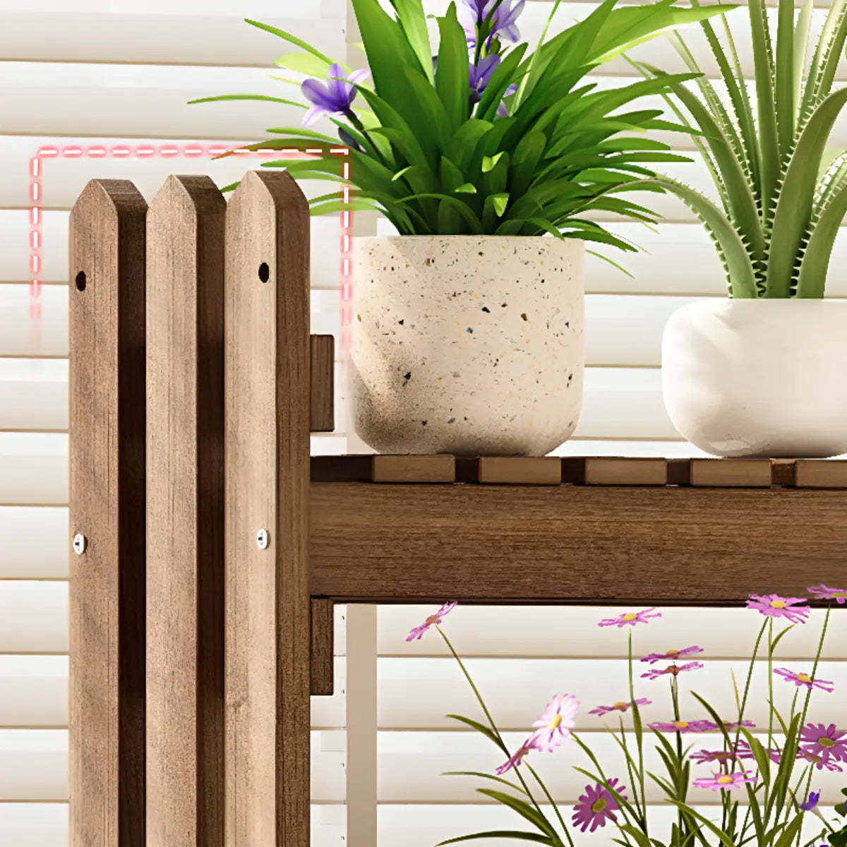 Brown Multi-Tier Wood Rolling Large Plant Stand