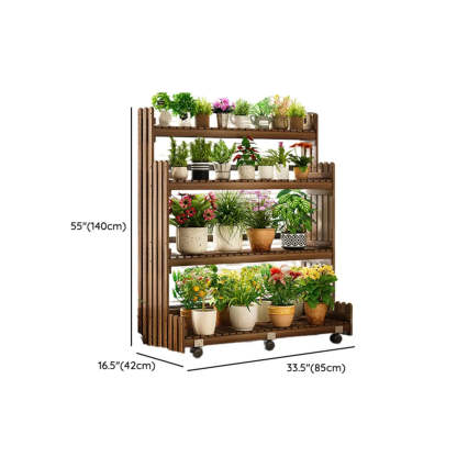 Brown Multi-Tier Wood Rolling Large Plant Stand