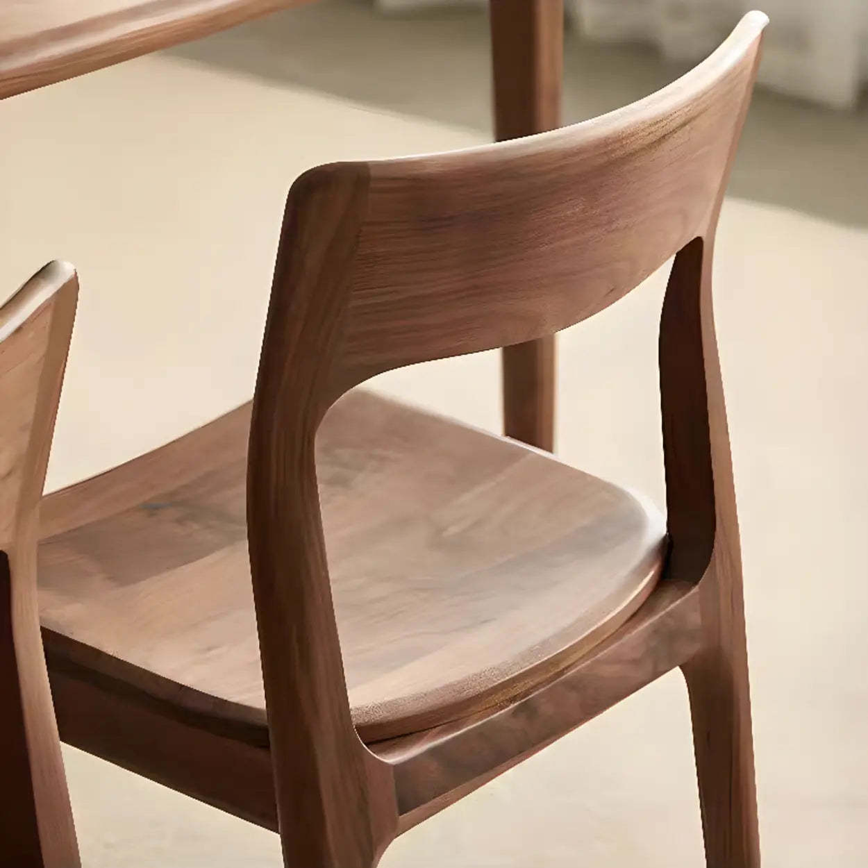 Brown Walnut Armless Wood Dining Chair