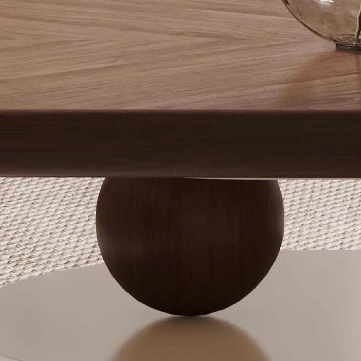 Brown Oval Wood Tray Top Abstract Base Coffee Table